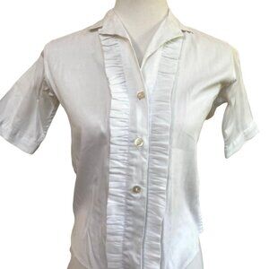 Vintage Bill Atkinson Glen of Michigan Blouse Womens Size Small Tuxedo Button Up